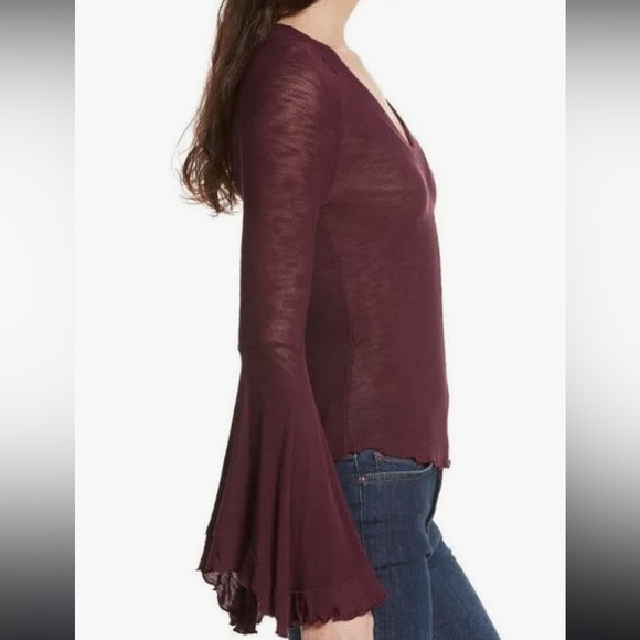 NWT Free People Free People Soo Dramatic Long Sleeve Top Plum Size M NEW - Picture 12 of 13